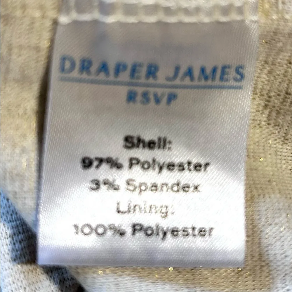 DRAPER JAMES  RSVP Tiered Gold/Cream Shimmer 3/4 Puff Sleeve Mini Dress Sz L - Image 11