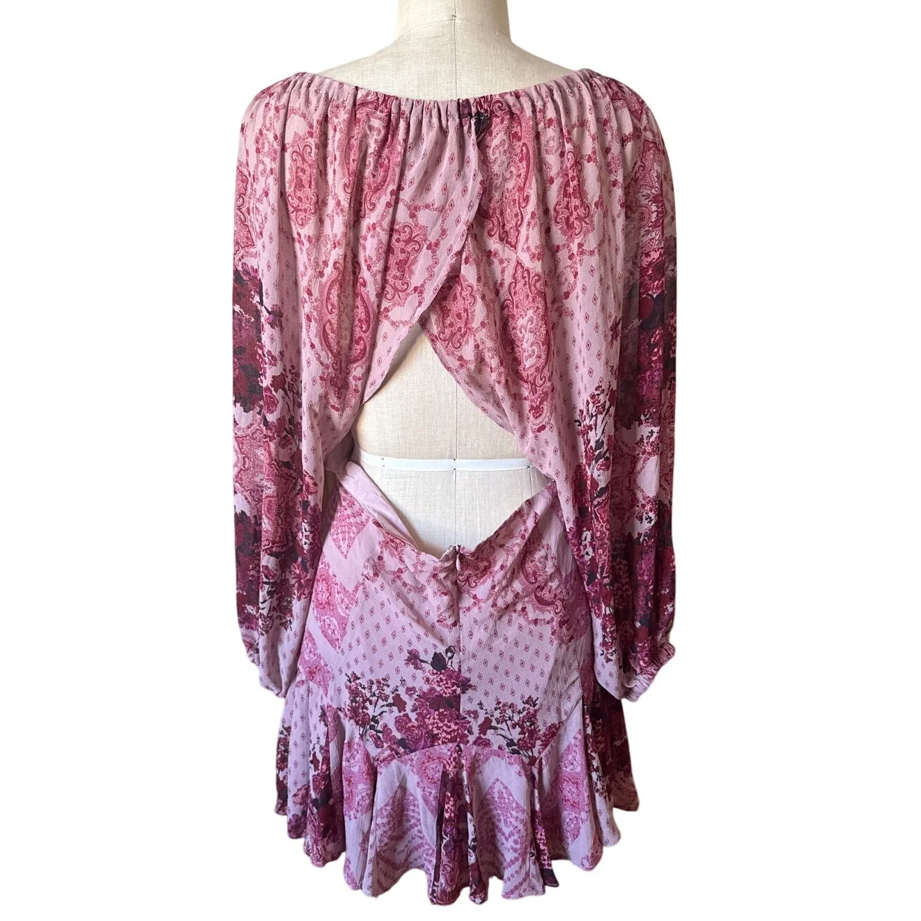 Free People NWT Seven Wonders Mini Dress Size Medium Dusty Rose Chiffon - Image 5