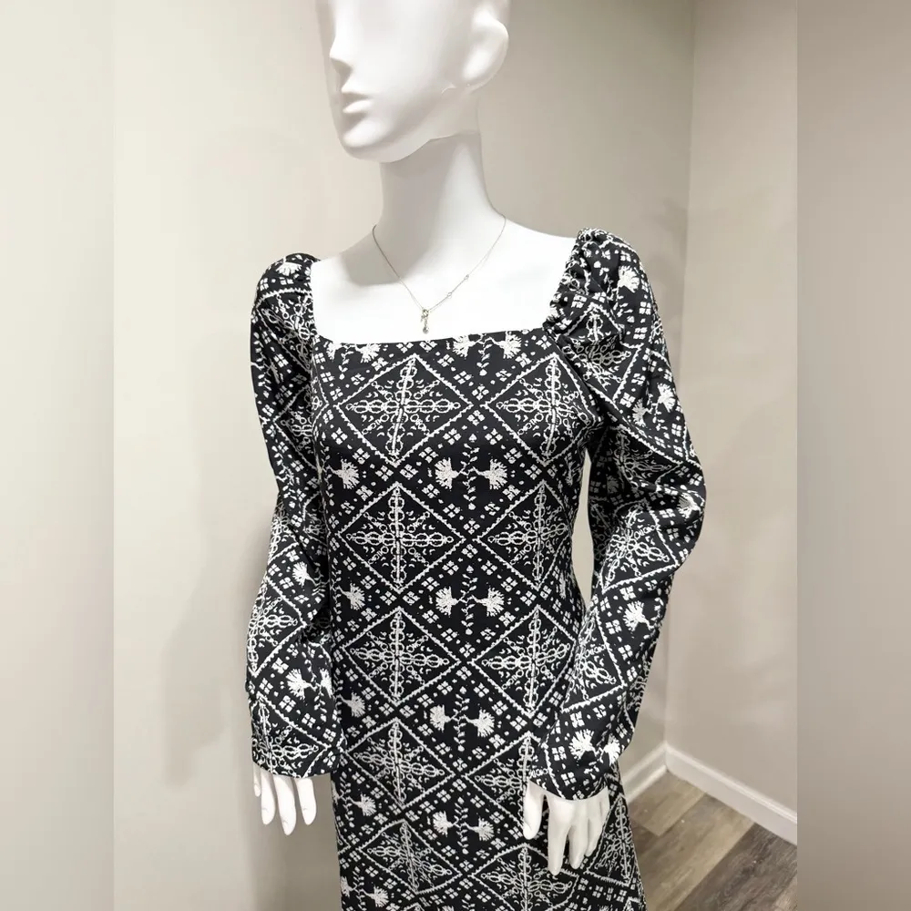 Hyacinth House Sabrina Midi Dress Size S Black & White Print NWT $168 - Image 6