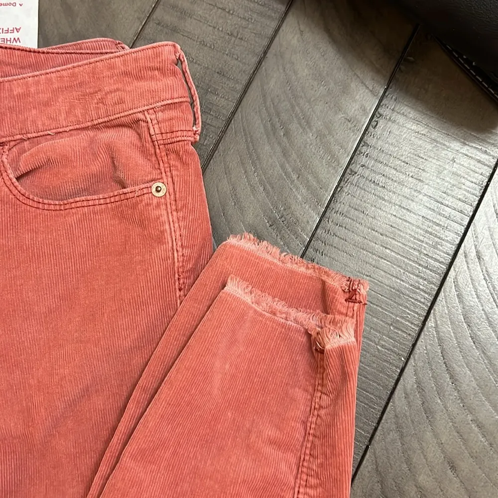 Abercrombie & Fitch Corduroy Pants Mid Rise Super Skinny salmon Pink SZ 26 EUC - Image 8