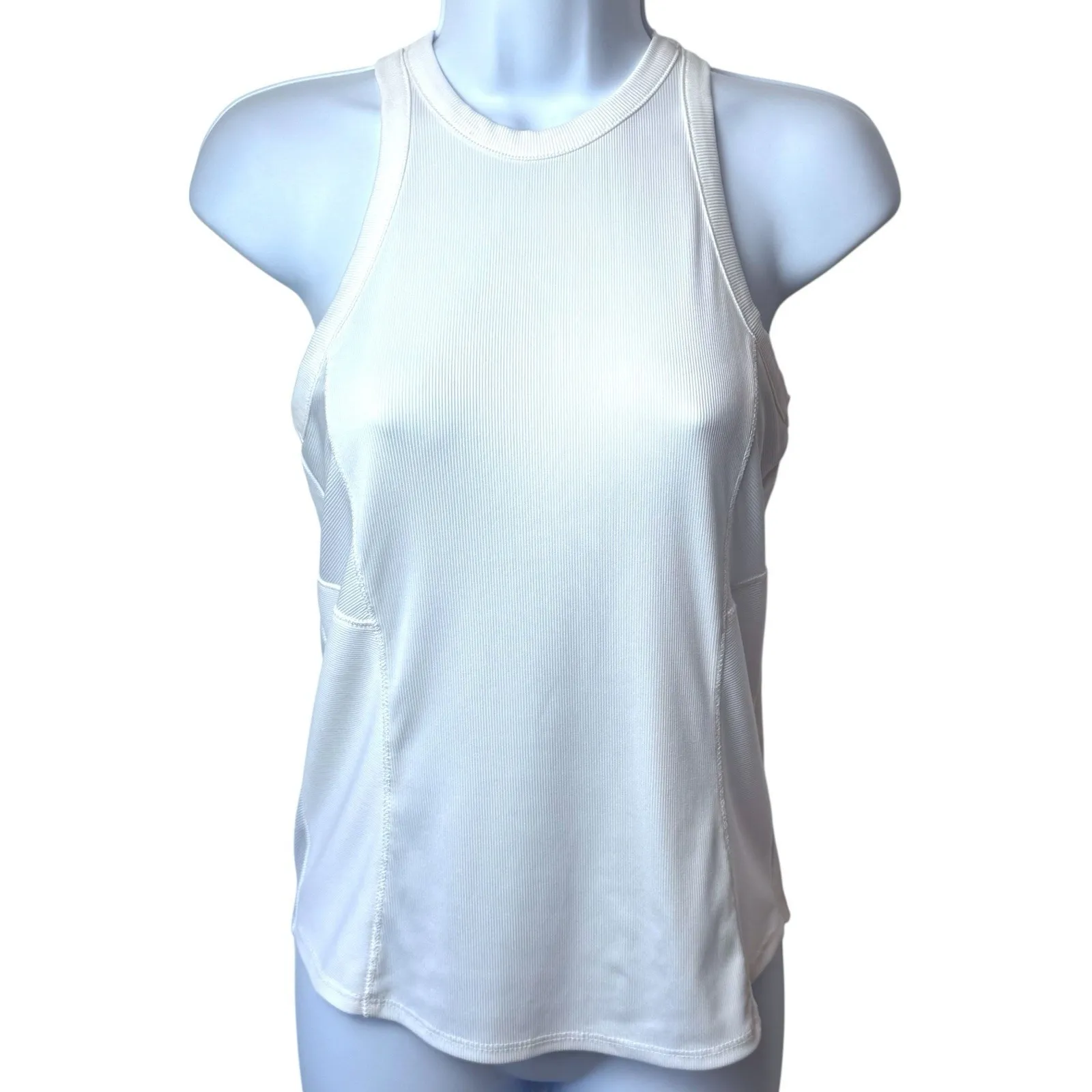 Lucky in Love White Athletic Stretch Comfort Tank Tennis Golf Pickleball Gym M Size M - Image 2