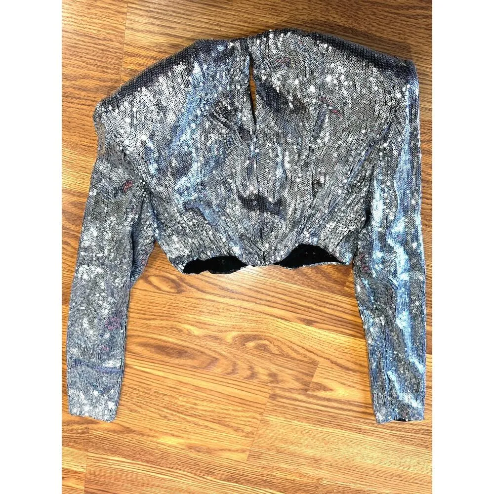 DANIELE CARLOTTA Sequin Crop Top in silver size 38 - Image 10