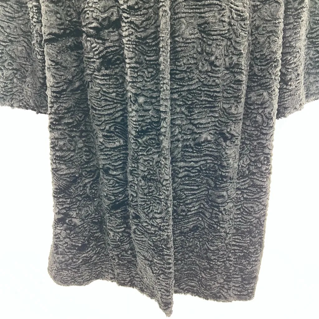 Kate Hill Black Faux Persian Lamb Teddy Winter Coat w/Pockets & Snap Front-Sz 12 - Image 4