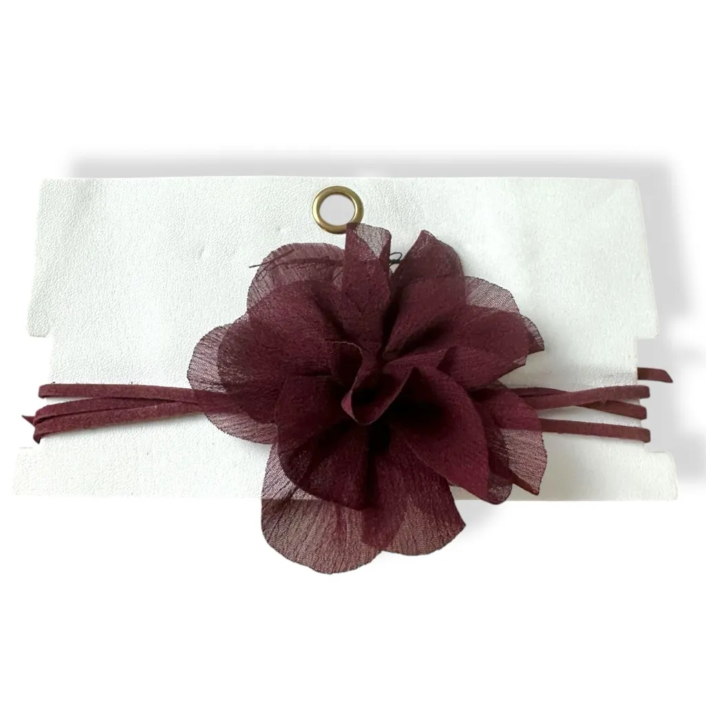 Free People Sweetheart Flower Choker Burgundy NWT Dainty Bracelet Hair Ethereal - Image 8