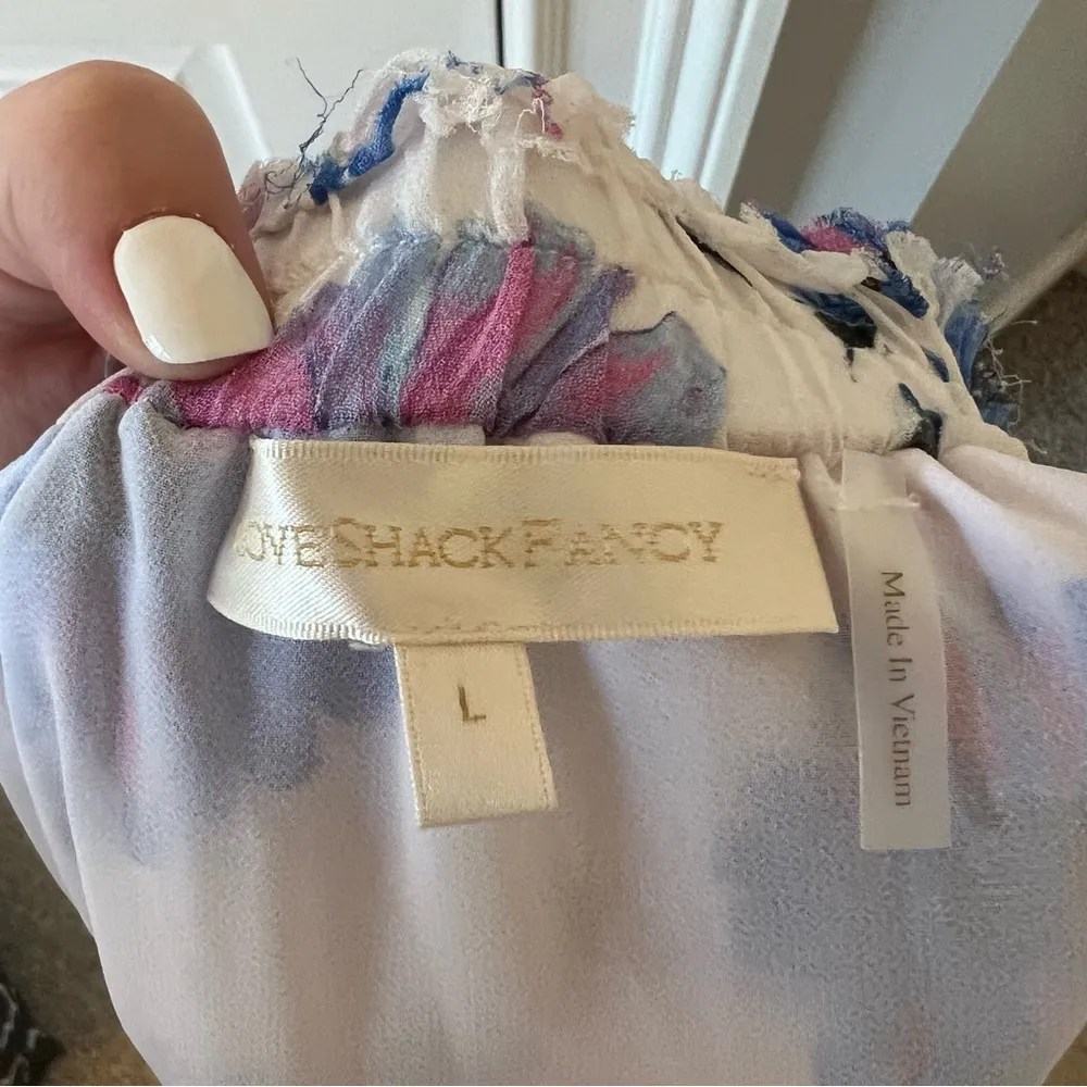 LoveShackFancy Flower Pattern Ruffle Mini Skirt in Deep Cotton Candy - Image 5