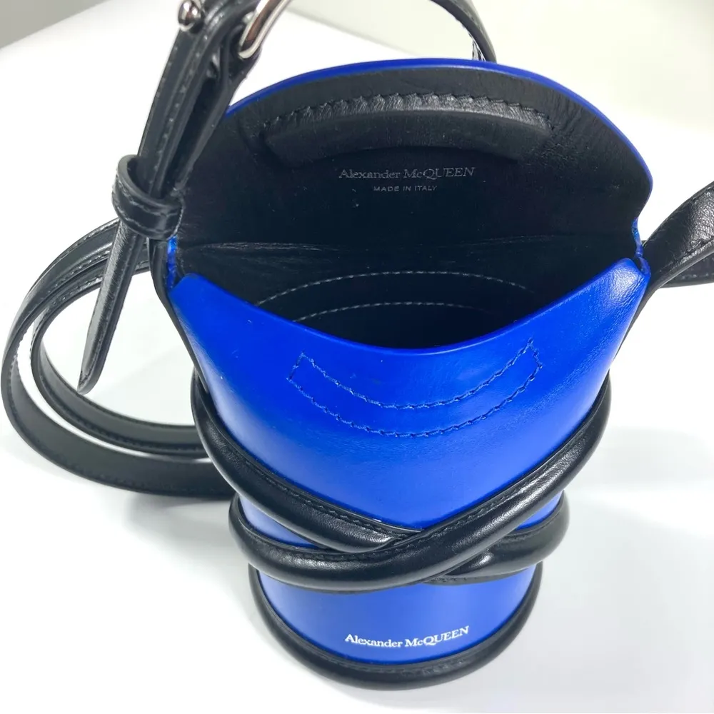 Mini The Curve Leather Crossbody Bag Electric Blue NEW - Image 10