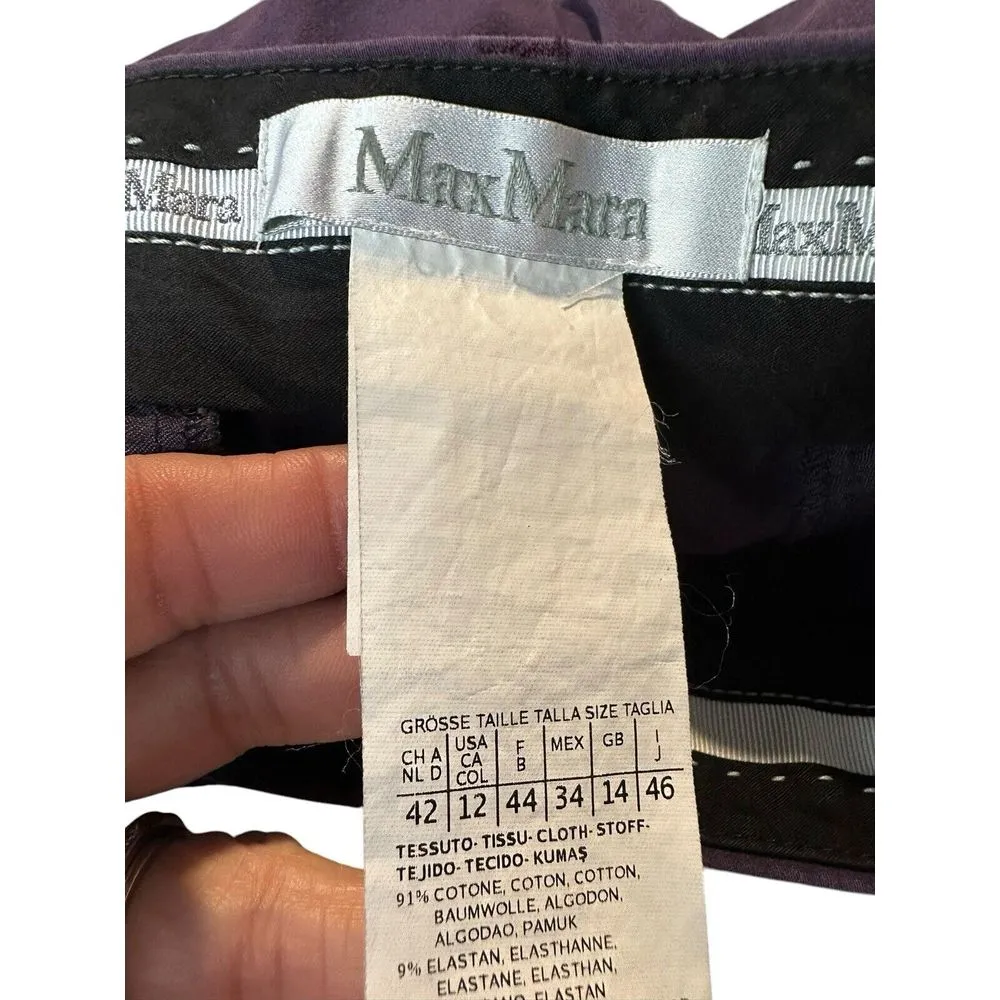 Max Mara Womens Sz 12 Cigarette Straight Leg Pants Purple Pockets Career #CD8-1 - Image 2