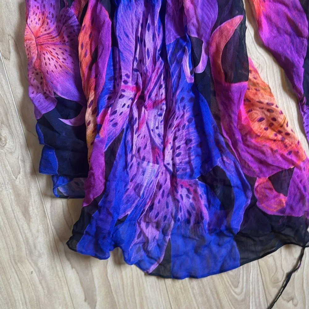 Retrofete sheer tropical floral maxi dress Blue Size XS - Image 3