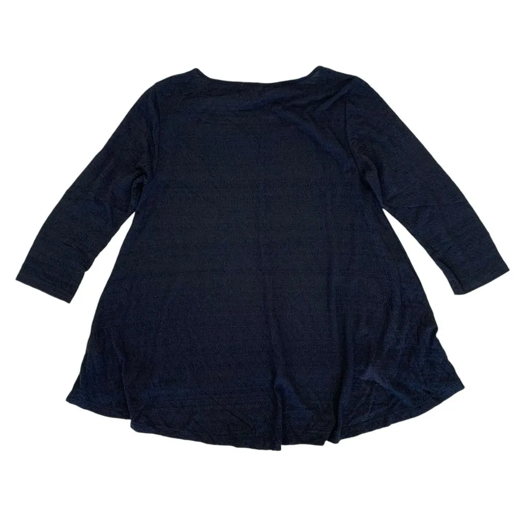 Calypso‎ St Barth Top Small Navy Blue Asymmetrical Boho Resort Casual - Image 4