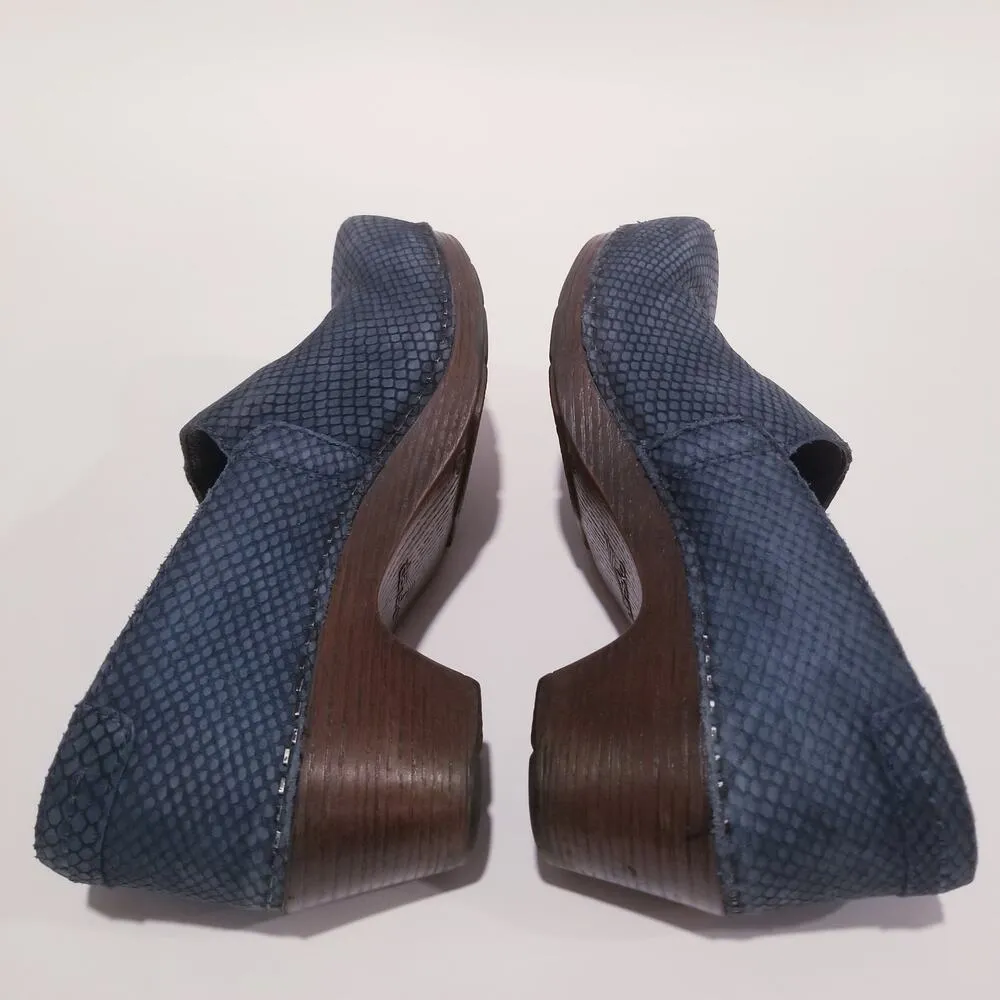 Dansko Blue Textured Slip on Clogs - Image 6