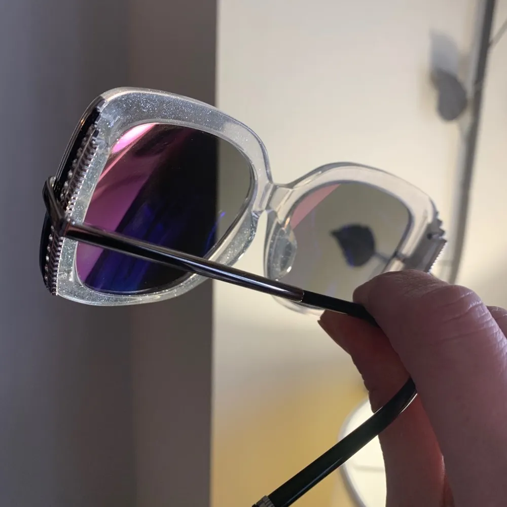 Authentic BOUCHERON 54 glitter oversized Square Swarovski crystals sunglasses Silver - Image 9