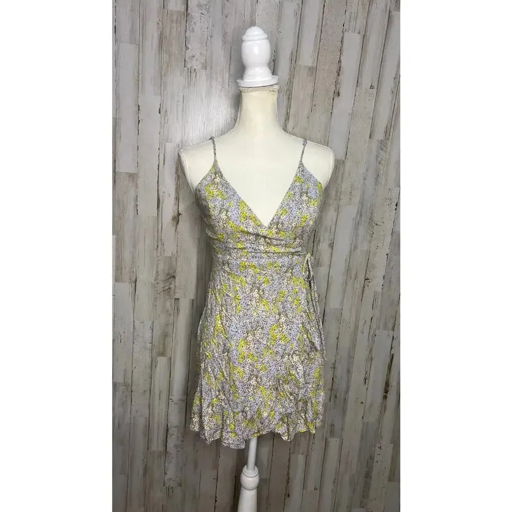 Free People Womens XS Floral Wrap Dress Sleeveless Mini Multicolor Summer Casual - Image 2