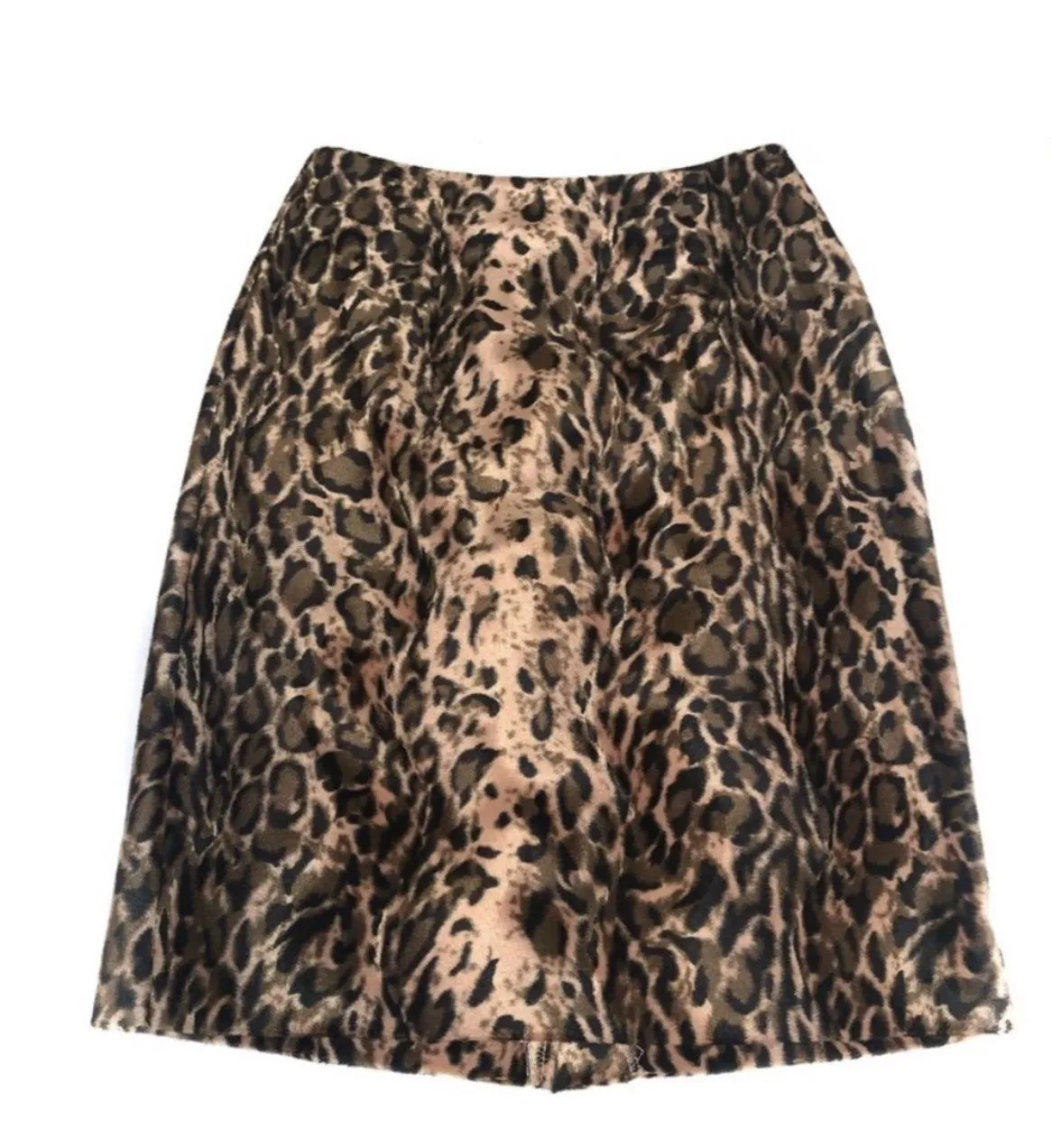 Y2K  Leopard Animal Print Velvet Velour A Line Full Back Slit Mini Skirt Small Tan Brown Black Vintage - Image 3