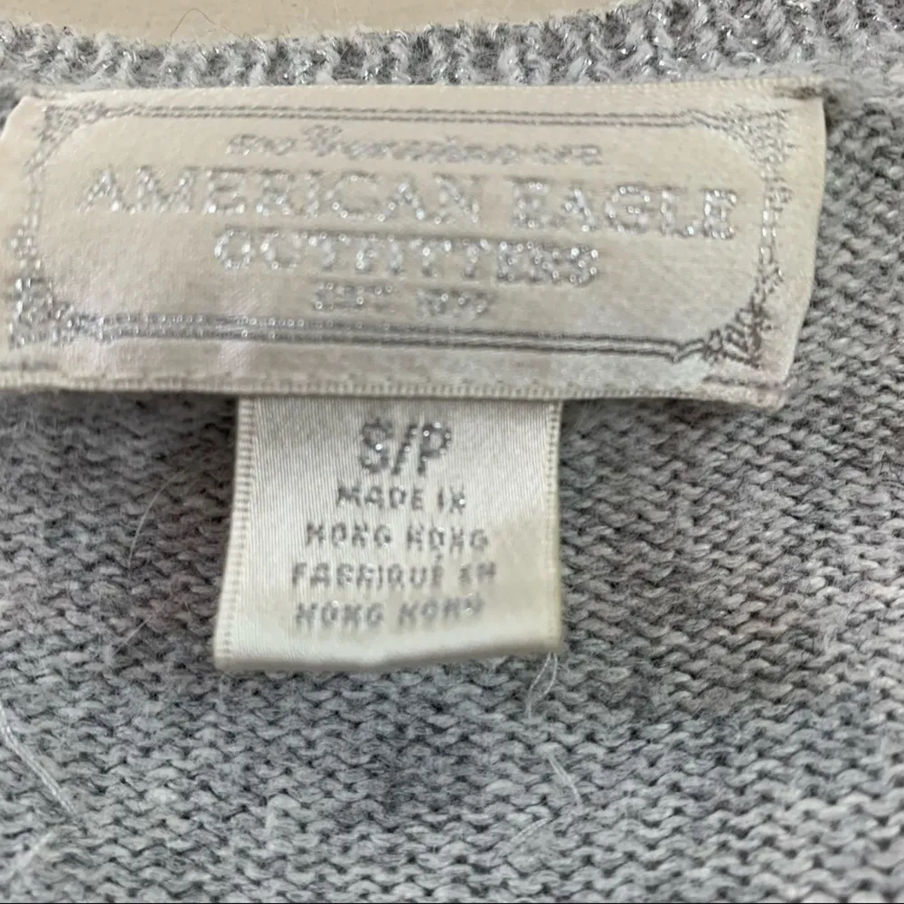 American Eagle Gray Beaded Cropped Cardigan - Image 2