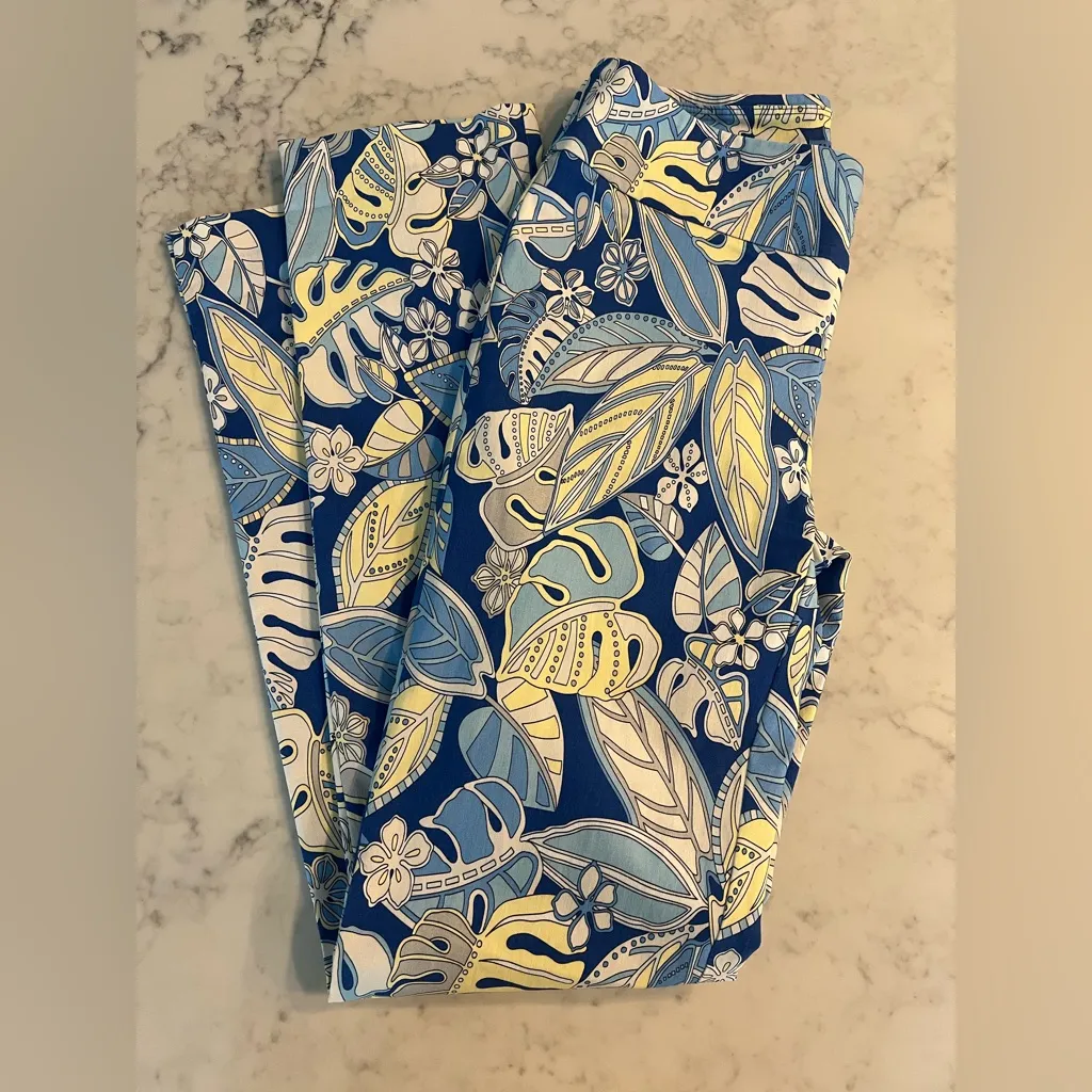 J. McLaughlin Tropical Floral Maise Print Pants Pull On Size 2 EUC Blue - Image 3