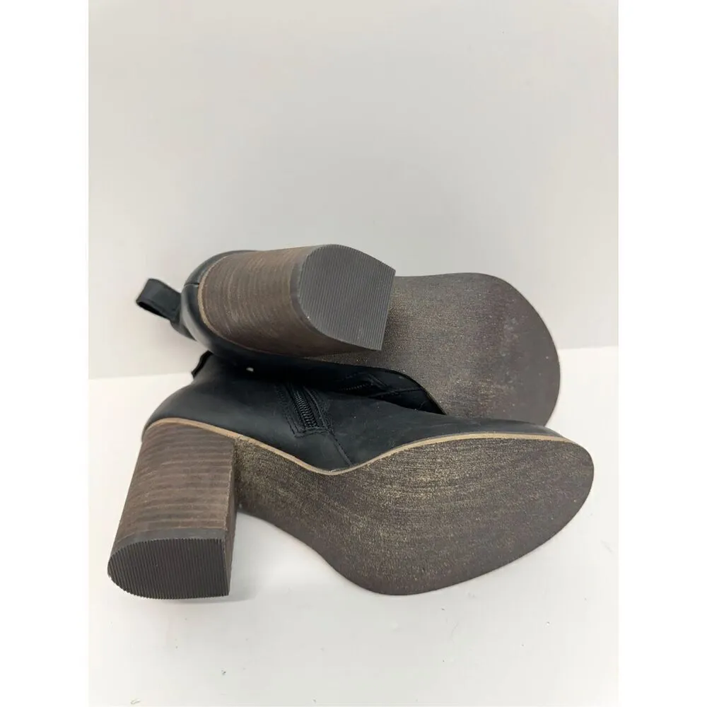 BP Boots Size 6 Womens Black Leather Block Heel Round Toe Ankle Booties - Image 11