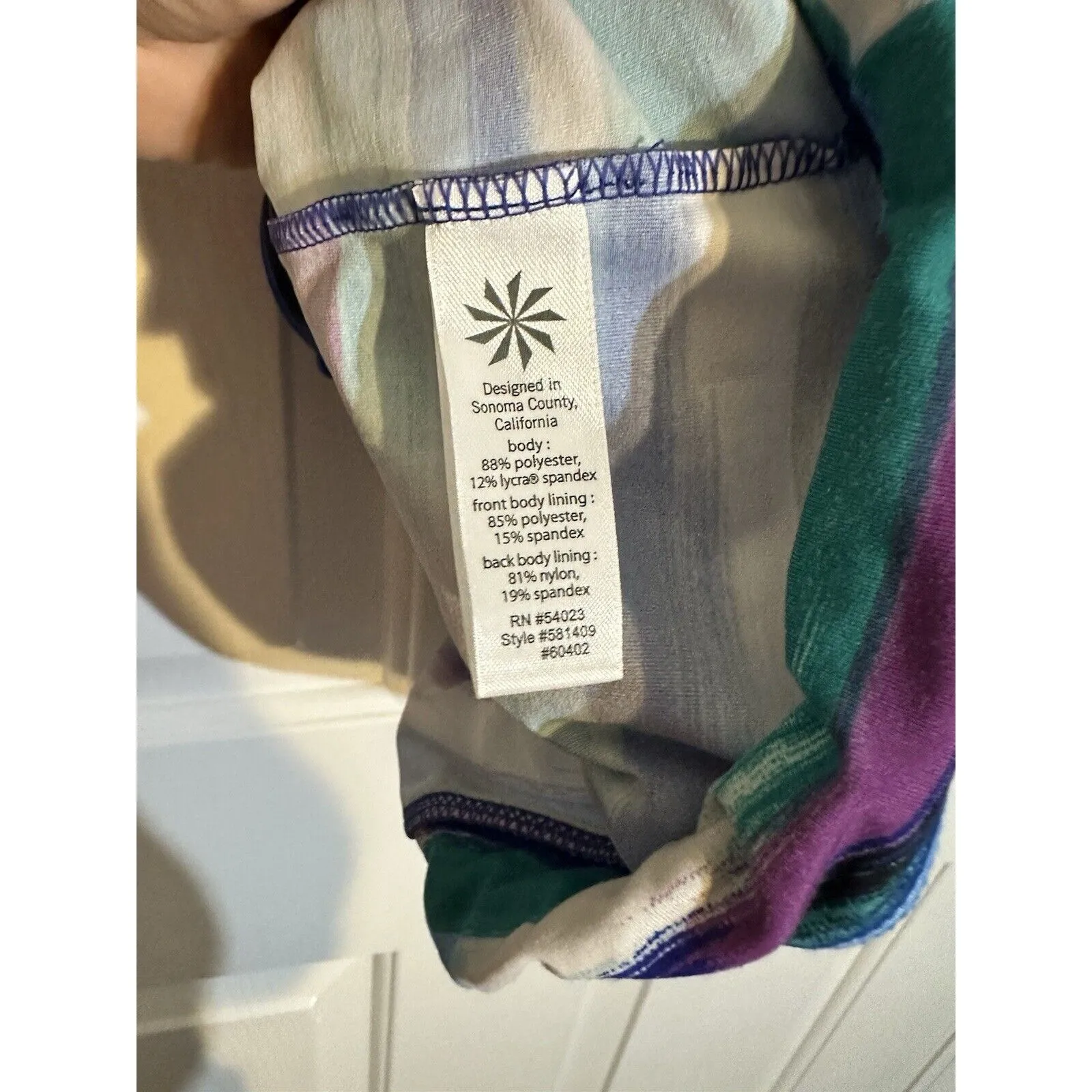 Athleta Airbrush Printed Tinker Tank Teal Purple Activewear Tank Top Size S - Image 4