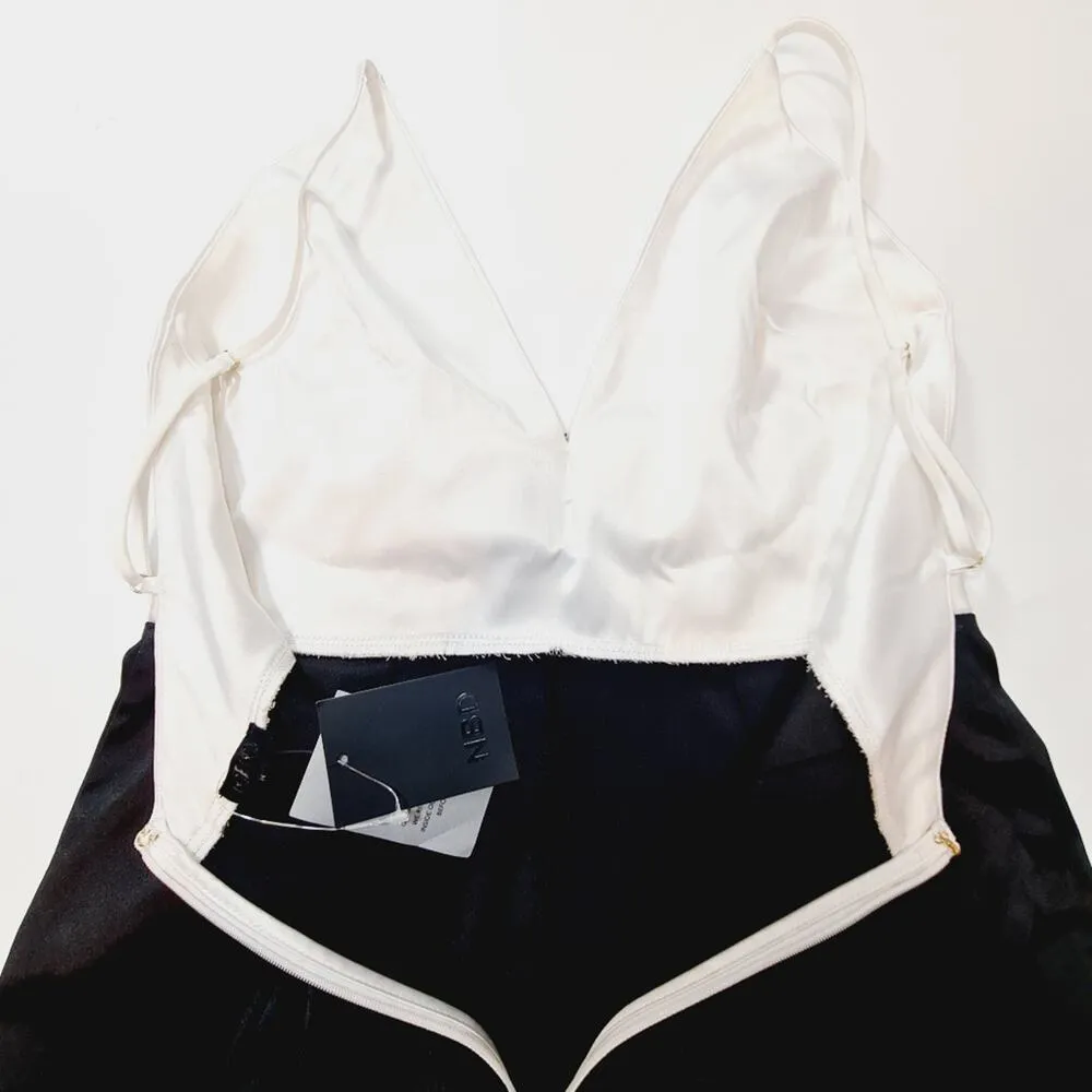 NBD Cella Romper in Black & Ivory Medium - Image 10