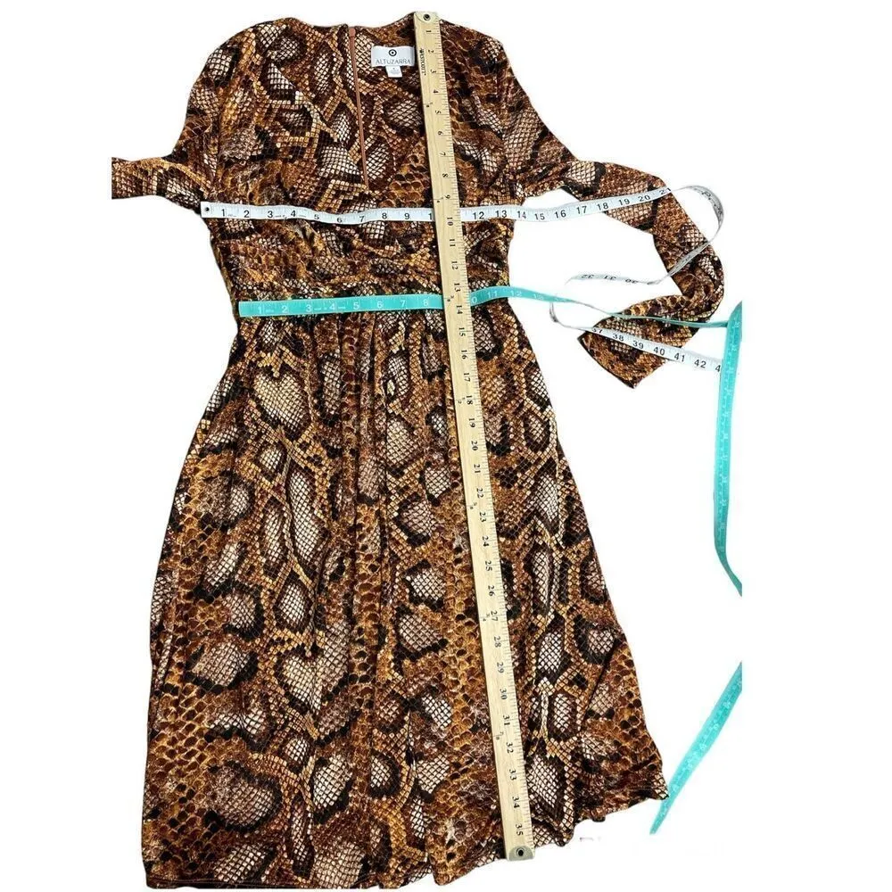 Altuzarra Brown Snake Print Python Long Sleeve Dress Sz 4 - Image 4