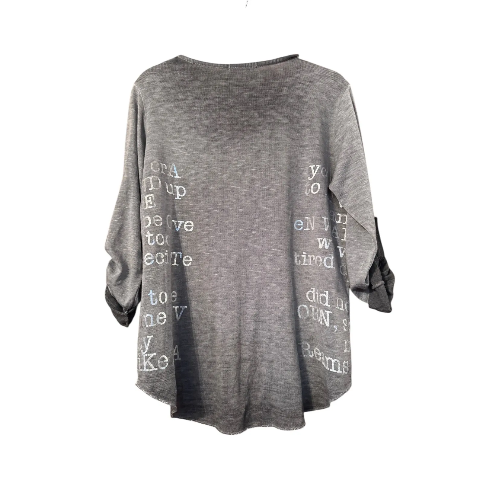 Gigi Moda Made in Italy V Neck Sequin Trim Shirt Top Womens M Gray Size M - Image 4