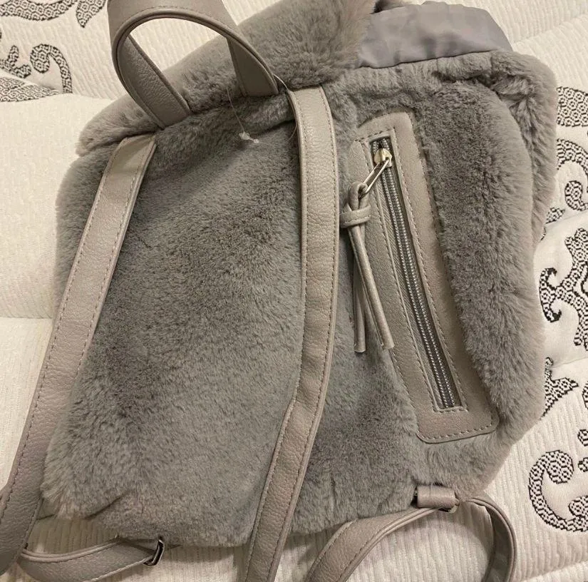 Gray Furry Backpack - Image 2