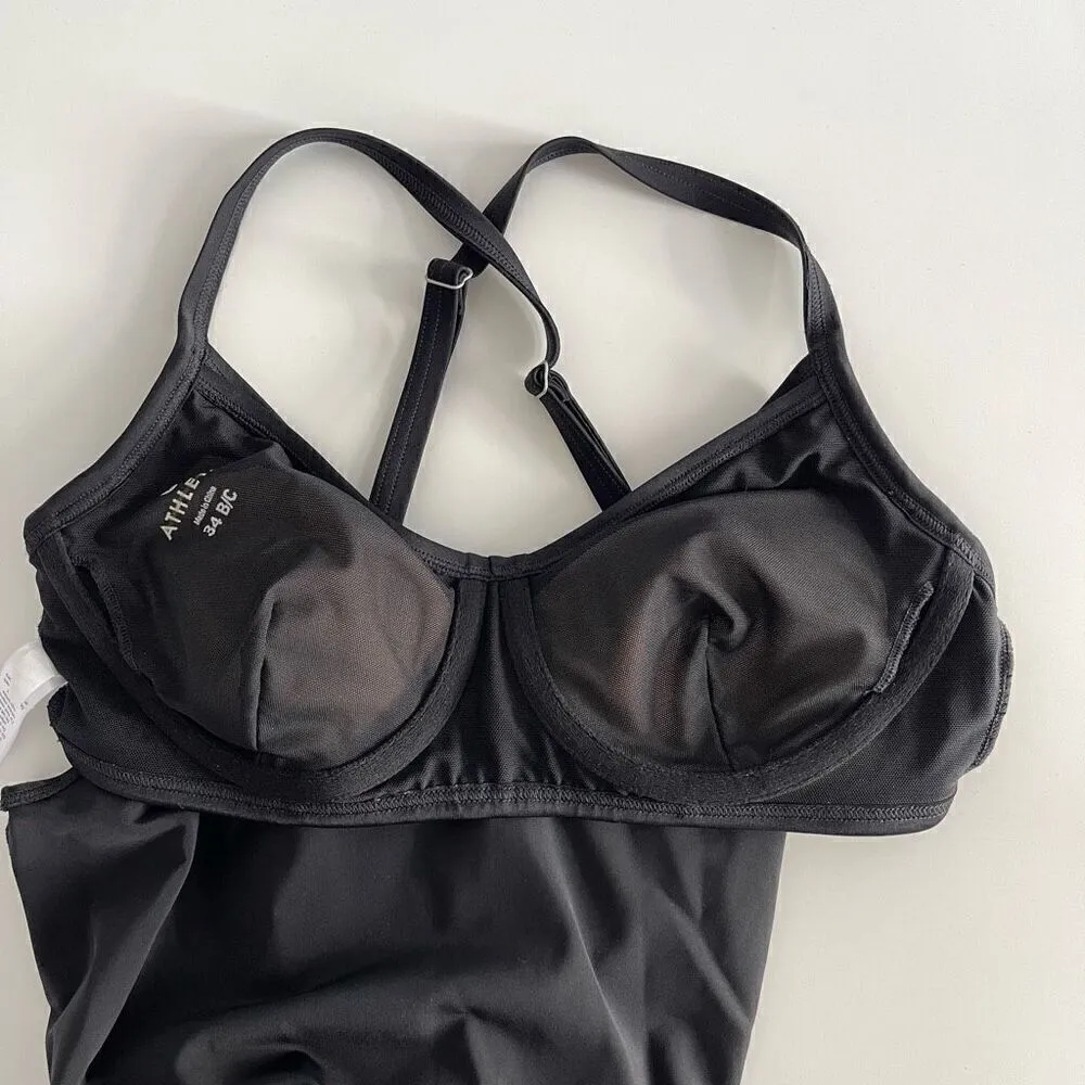 Athleta Multi-way Side Scrunch Tankini Swim Top (Black) - 34 B/C - Image 9