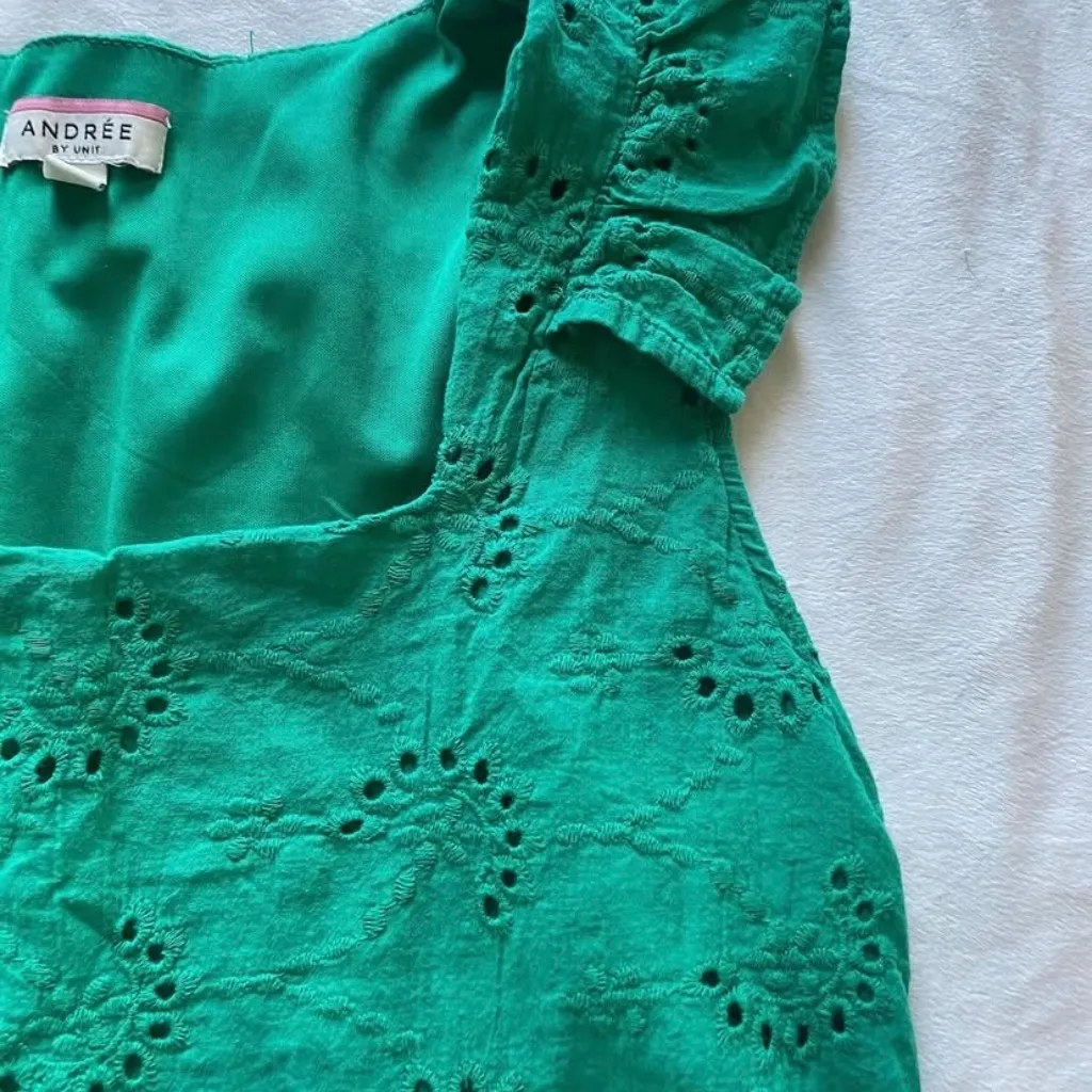 kelly green eyelet ruffle blouse - Image 3