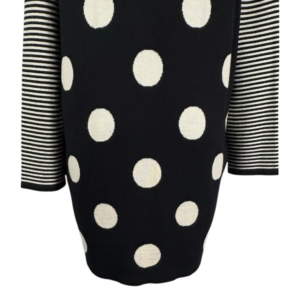 Boutique Moschino Virgin Wool Long Sleeve Button Front Polka Dot Dress Size 10 - Image 9