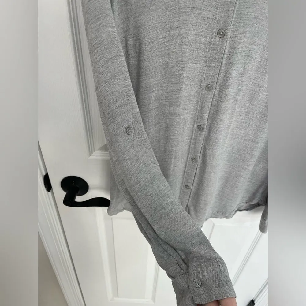 Express The City Shirt Gray Button Down High Low Hem Women’s Size S - Image 3