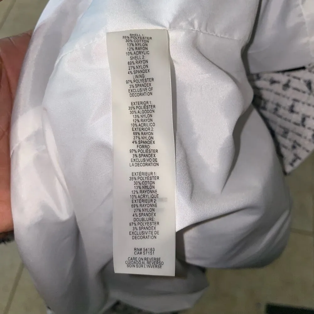 Paris White Fringe-Trimmed Tweed Zip Up Jacket Size Small - Image 10