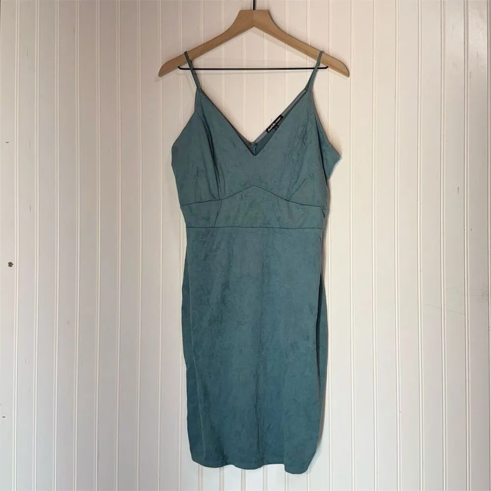 Charlotte‎ Russe+ 1X Teal Blue Faux Suede Bodycon Dress Y2K Soft Grunge Party - Image 2