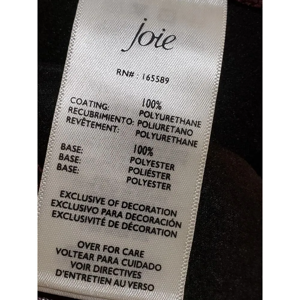 Joie  Women's Maroon Solid 100% Polyester Faux Leather Straight Leg Pants 8 - Image 8