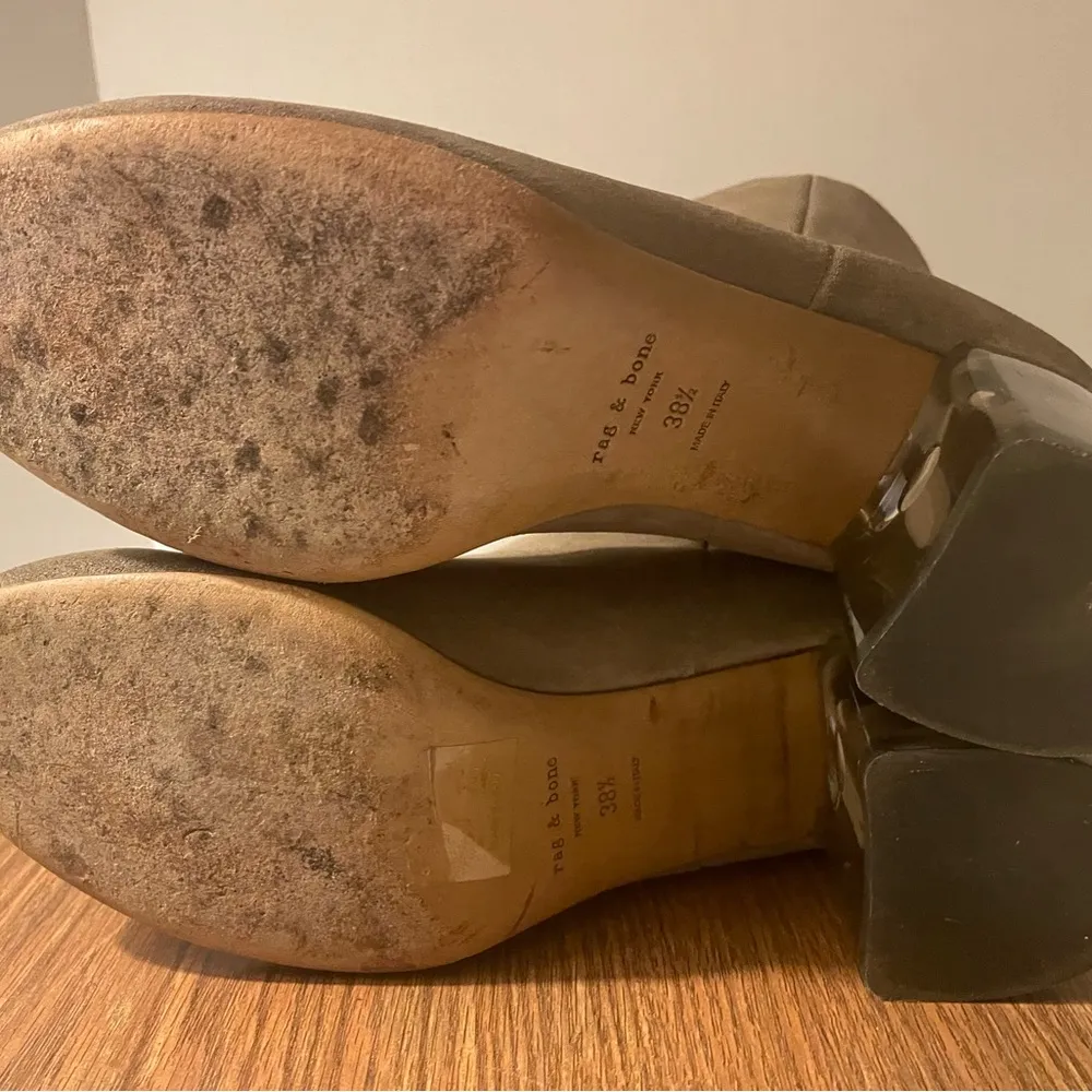 Rag & Bone Drea Suede Mid Block Lucite Heel Ankle Boot Smoke Suede 39.5 (9) - Image 7