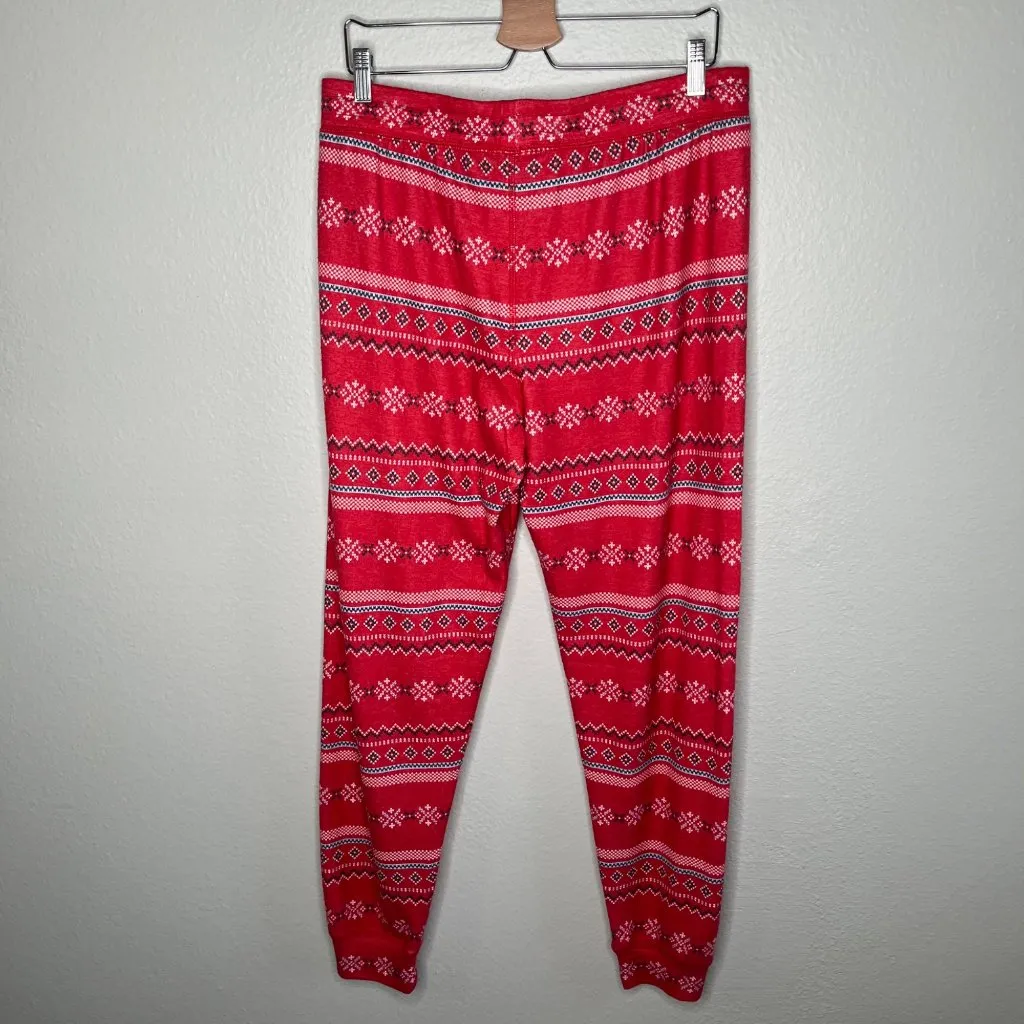 P.J. Salvage Red Fair Isle Snow Flake Kisses Womens Pajama Pants Large - Image 7