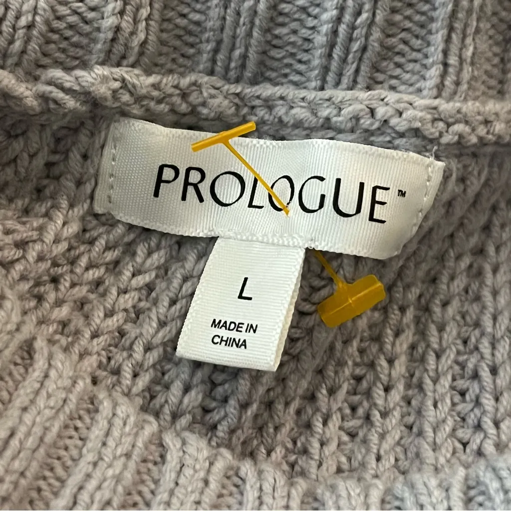 Prologue Puff Sleeve Mock Neck Sweater Ribbed Knit Dusty Lavender L - Image 3