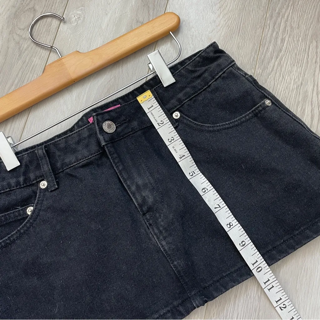 Edikted Denim Skirt spencer low rise micro womens Black (small) streetwear y2k - Image 7