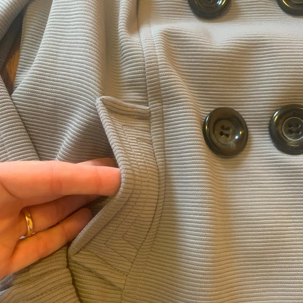 Style & co. NWT Jacket Coat 14 Gray Double Breasted Lined Stripe Texture pockets - Image 4