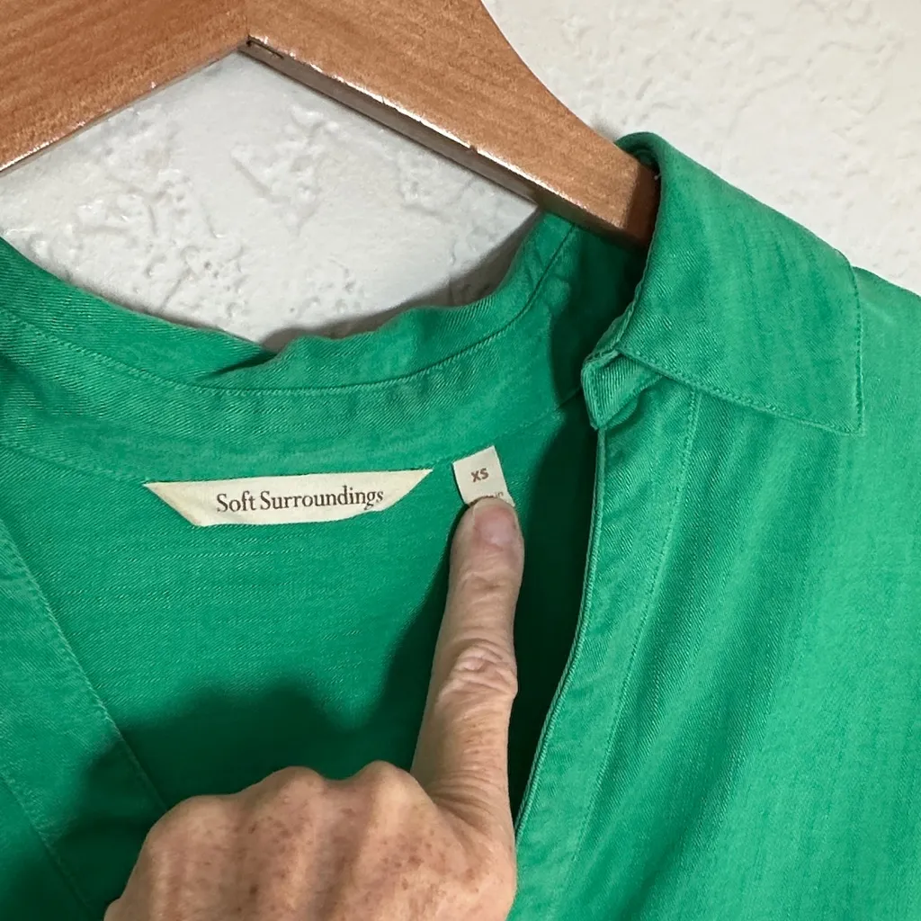 Soft Surroundings Kelly Green Tencel Shirt Short Sleeve Lyocell Tunic St Patrick - Image 2