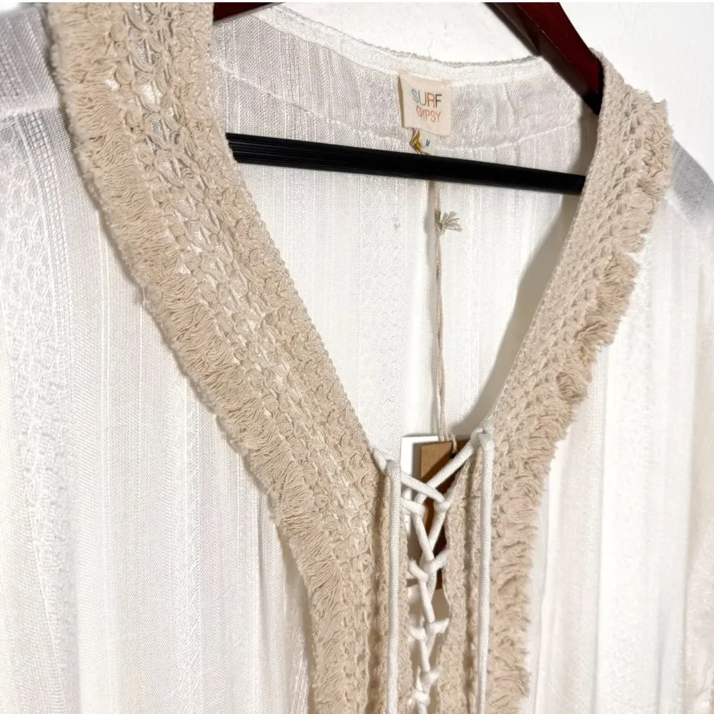 Anthropologie Surf Gypsy bohemian boho crochet swimsuit cover up tunic size M - Image 7