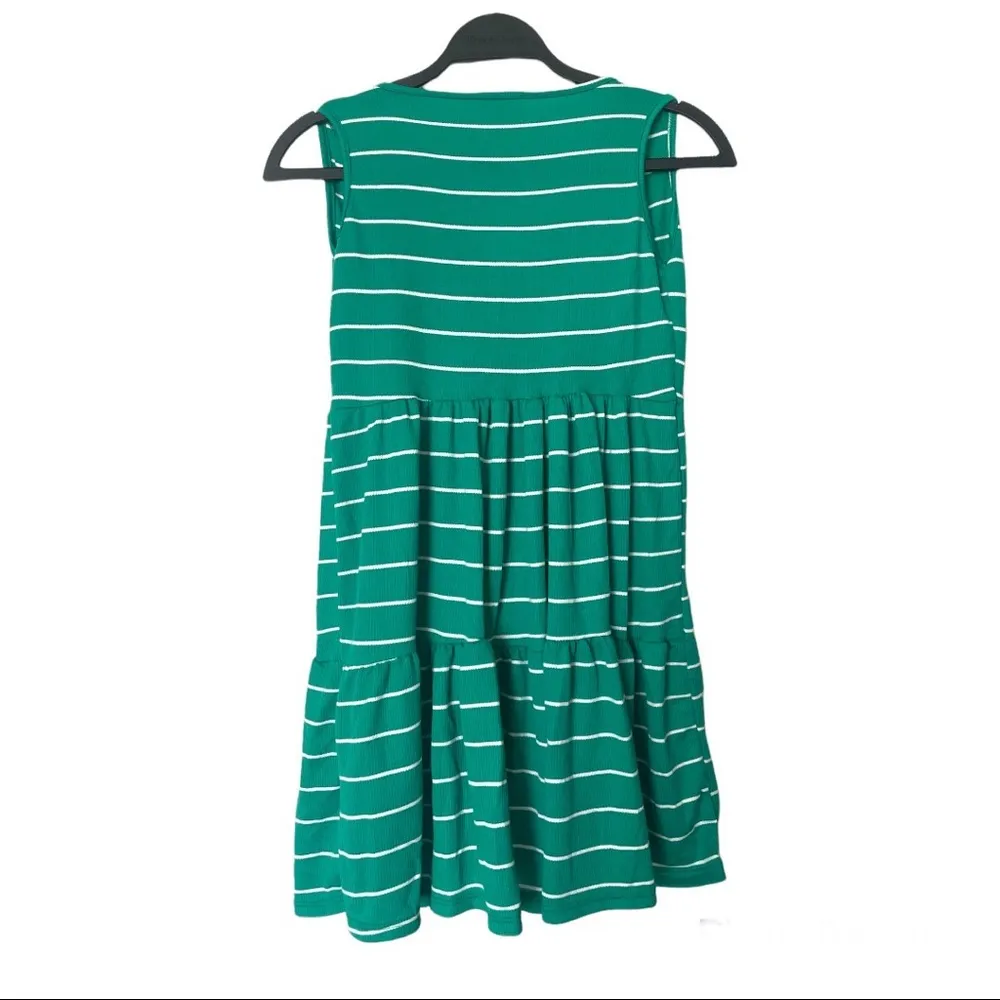 NWT See You Monday Sleeveless Tiered Green/White Striped Mini Dress Tunic Small - Image 6