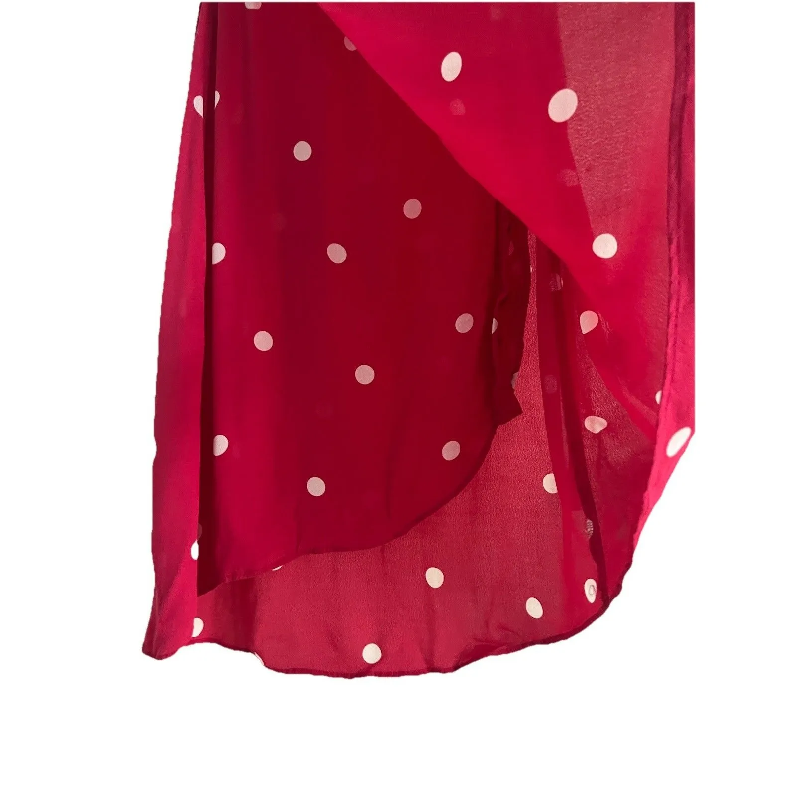 Loft Red and White Polka Dot Festive Wrap Skirt Size 4P - Image 3