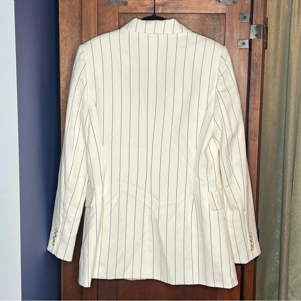 Tommy Hilfiger White Pinstripe Blazer Jacket Womens Business Casual Office 8 - Image 5
