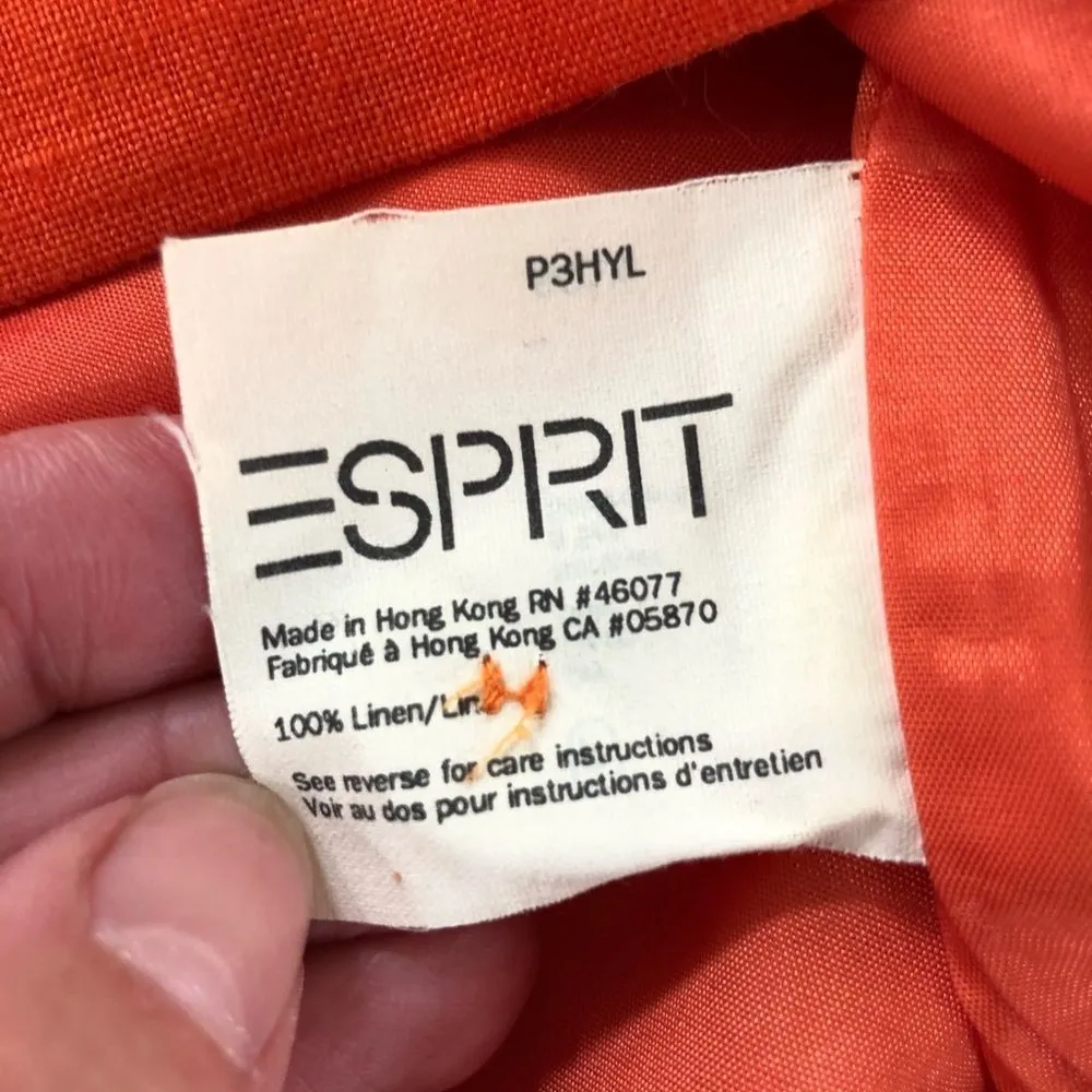 Vintage Esprit Orange 100% Linen Skirt 2 - Image 5