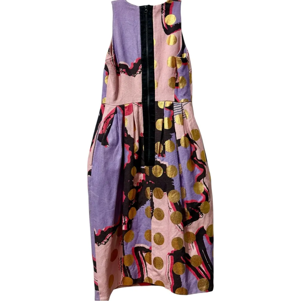 RARE ASOS Black Lauren McCalmont‎ Foil Spot Graffiti Print Dress Artist Collab 6 Pink - Image 3