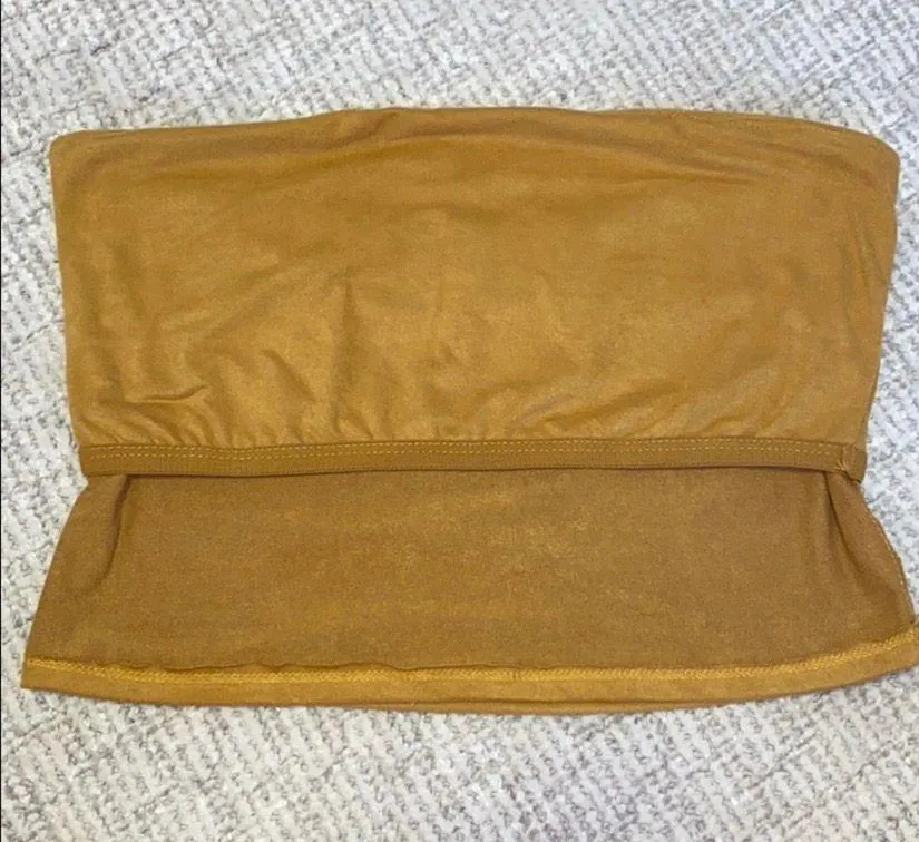 Mustard Suede Cropped Tube Top - Image 6