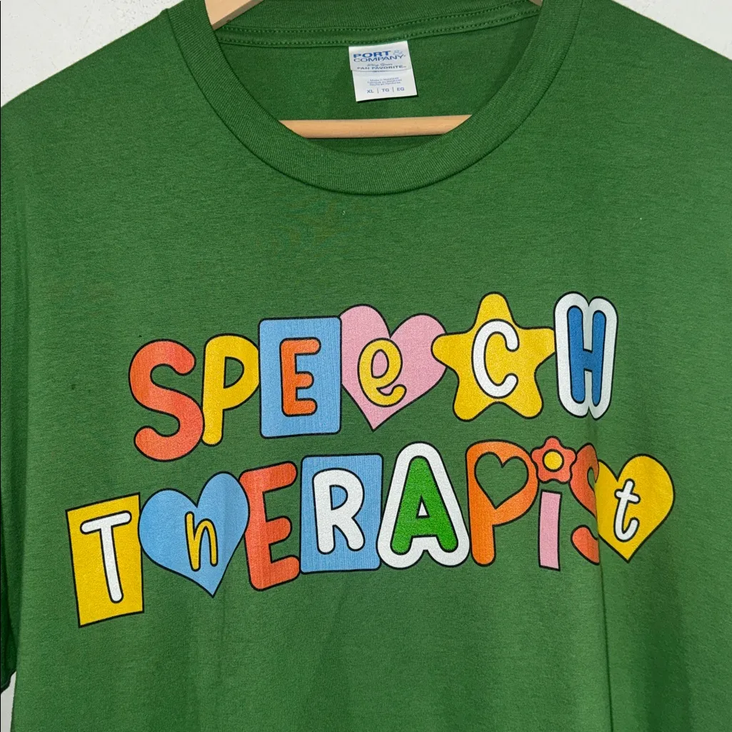 Speech Therapist Shirt tee Graphic T top colorful green XL cotton - Image 2