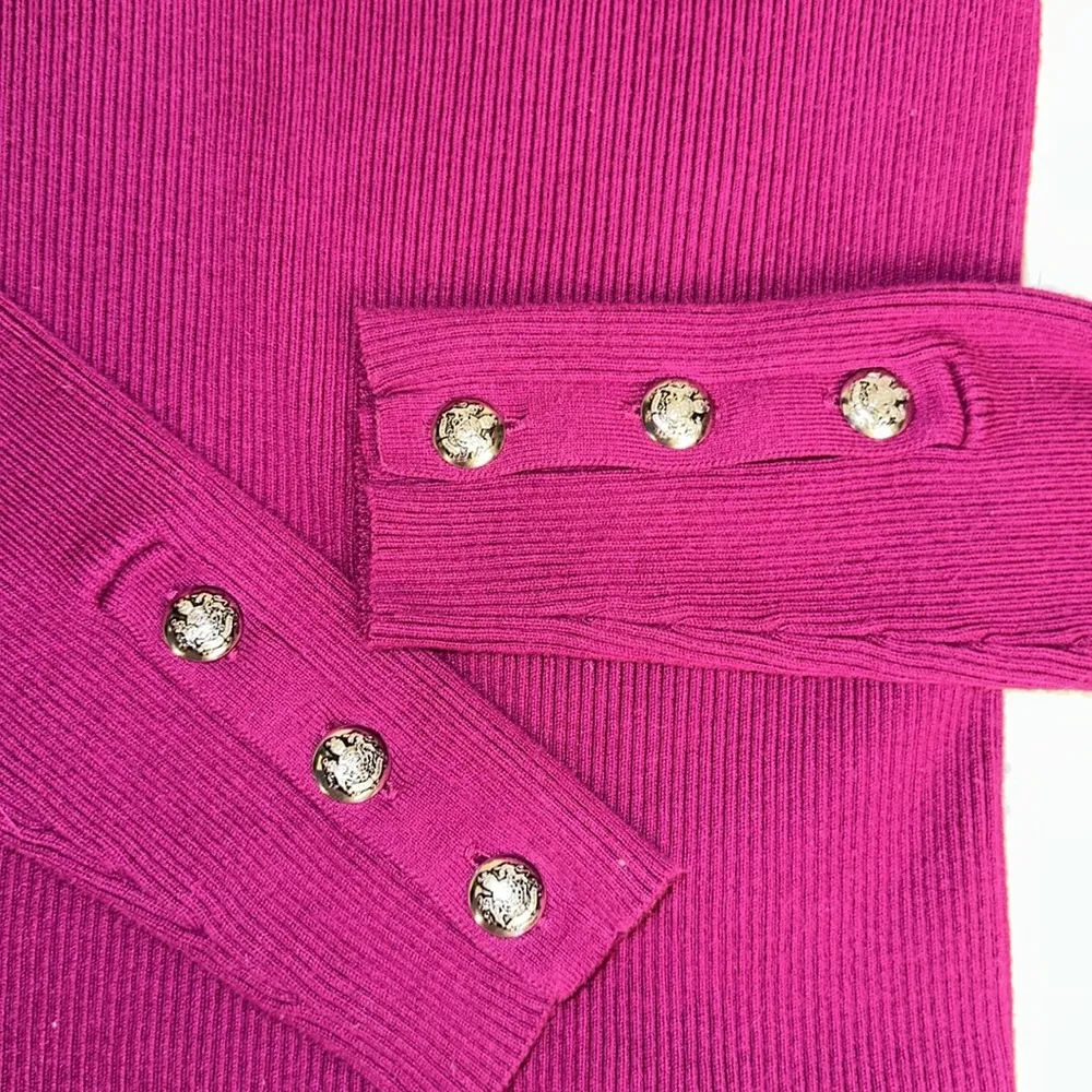Lauren Ralph Lauren ribbed cotton sweater magenta sz SP - Image 2
