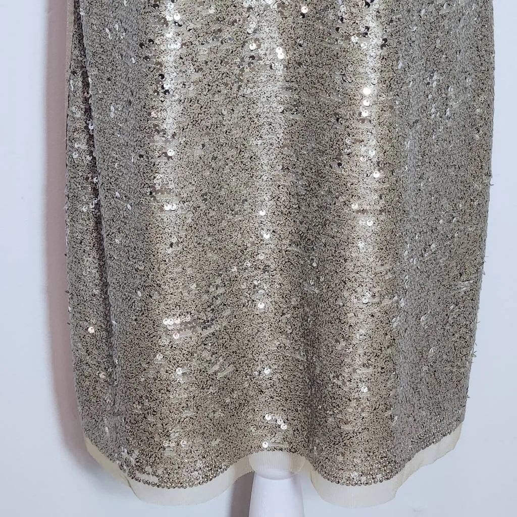 Suzi Chin for Maggy Boutique Gold Sequin Sleeveless Shift Dress NWT Size 12 Size L - Image 4