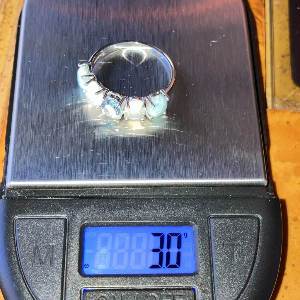 Blue Topaz Rainbow Moonstone Sterling Silver Ring Size 9.75 - Image 9