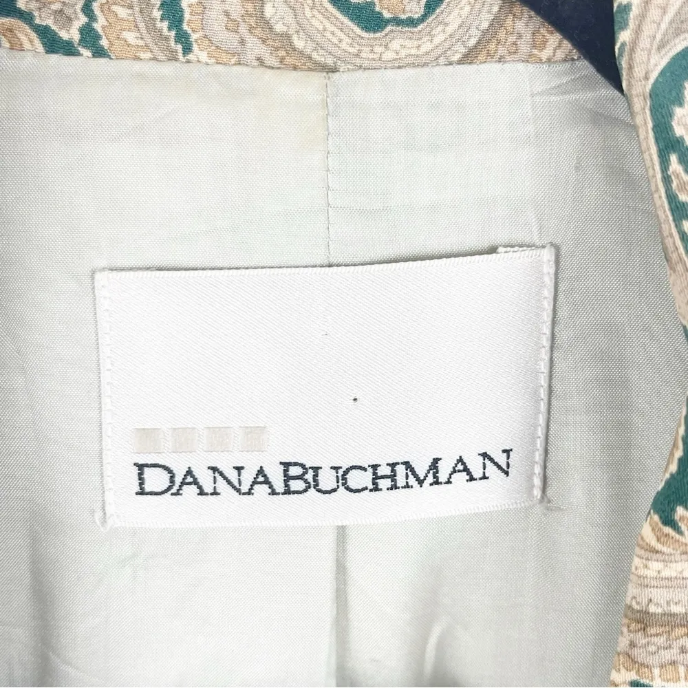 Dana Buchman  100% Silk Paisley Print Lined Front Pockets Single Button Blazer - Image 3